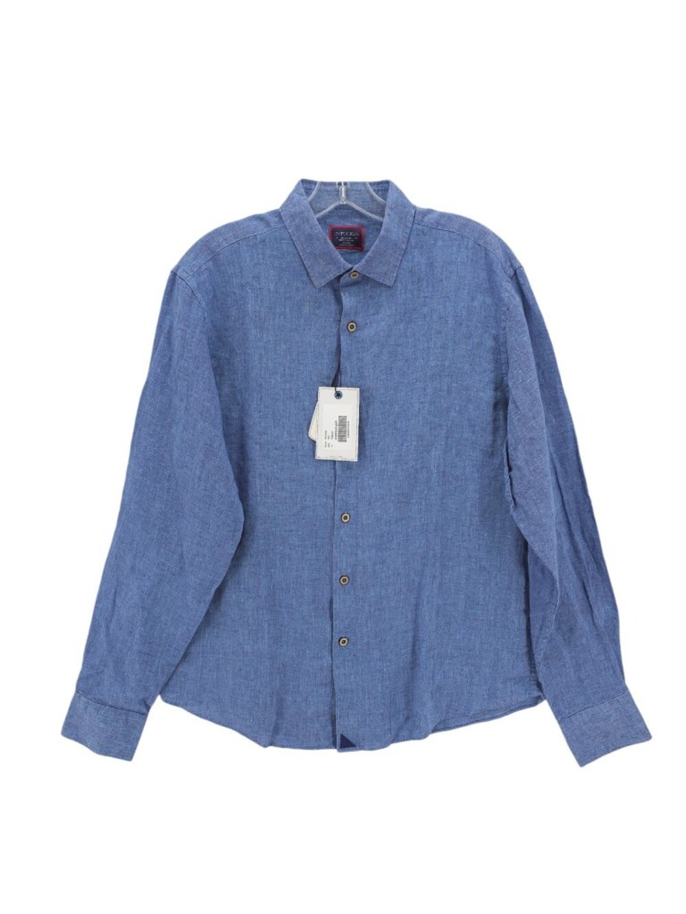 NWT UNTUCKIT RAvines Blue Shirt 100% LINEN Regular Fit Wrinkle Resistant MEDIUM